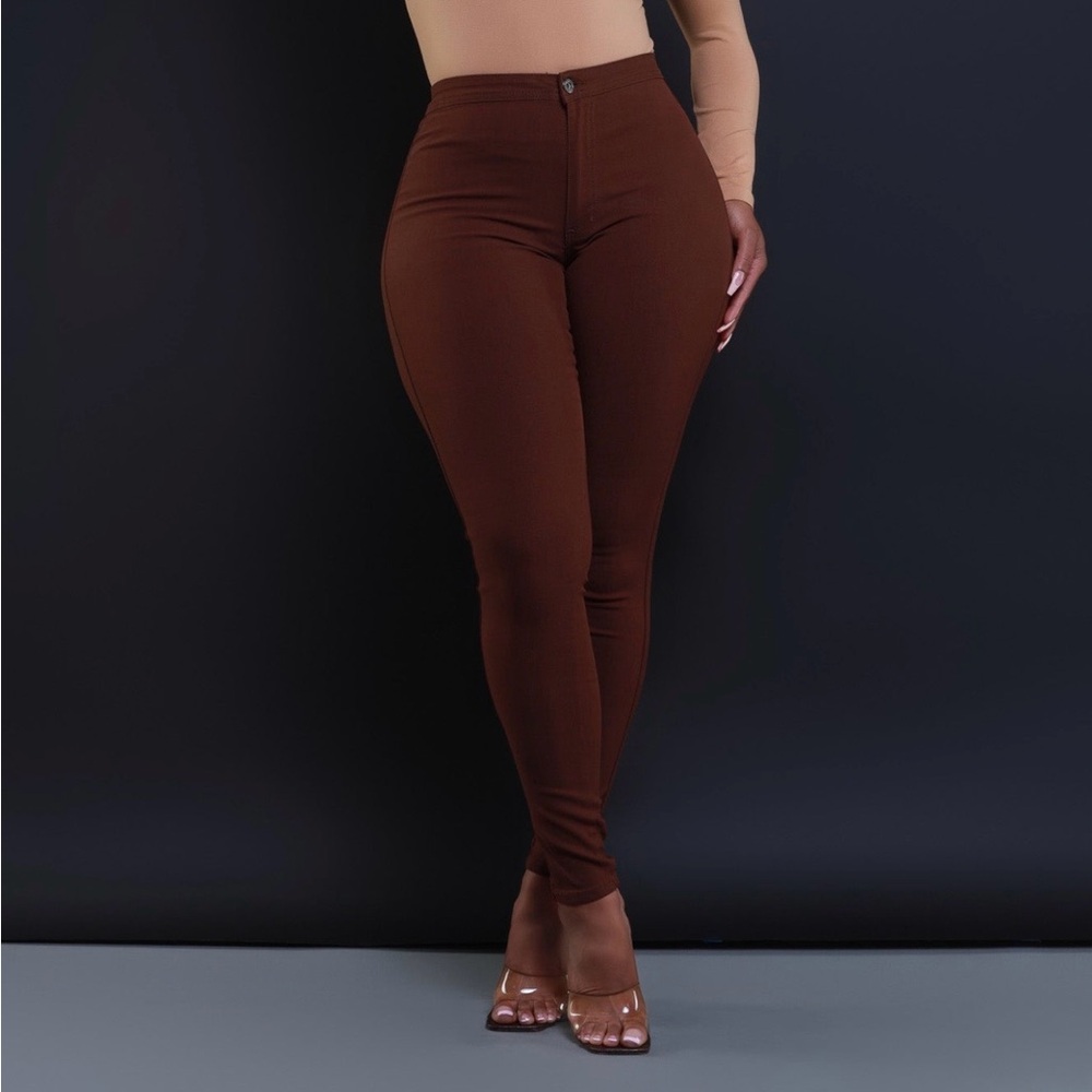 Chocolate High-Waisted Skinny Jeans